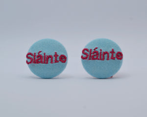 Blue Irish Sláinte Button Earrings | Embracing Irish Heritage and Health Is Your Wealth Philosophy in Style