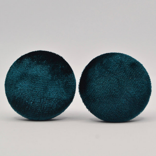 Green Velvet Button Earrings