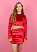 Load image into Gallery viewer, Pre-made Size 12 Red Velvet Long Sleeve Top