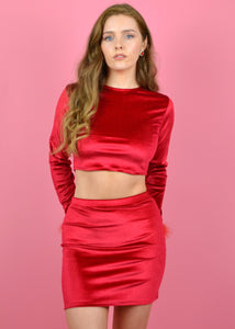 Pre-made Size 12 Red Velvet Long Sleeve Top