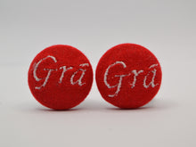 Load image into Gallery viewer, Pink Irish Grá Button Earrings