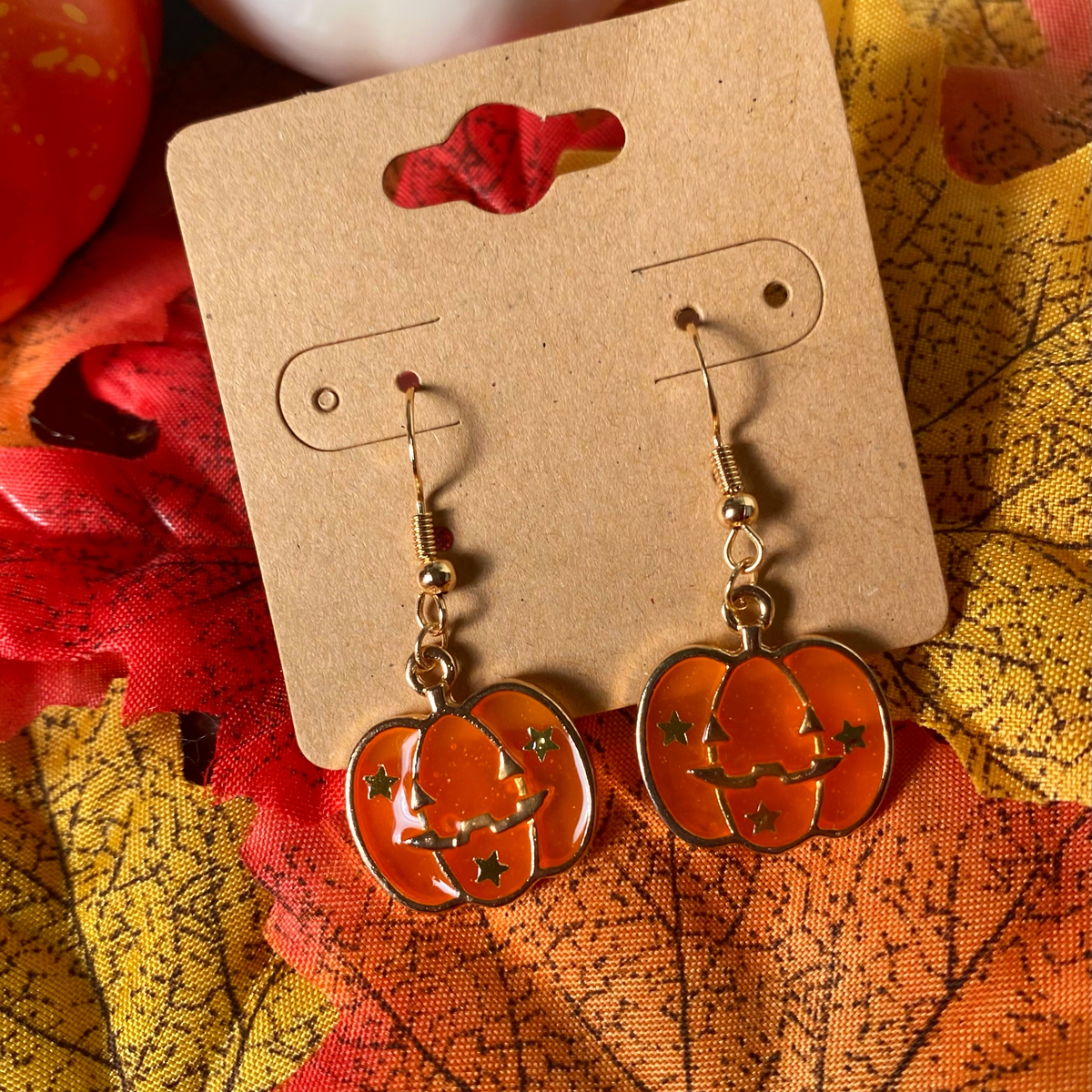 Ready-Made Pumpkin Hook Earrings