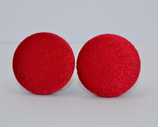 Red Velvet Button Earrings
