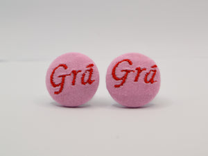 Red Irish Grá Button Earrings