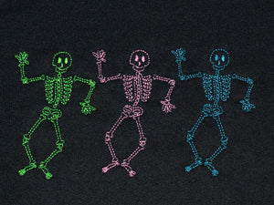 Skeleton Embroidered Halloween Sweatshirt - Black