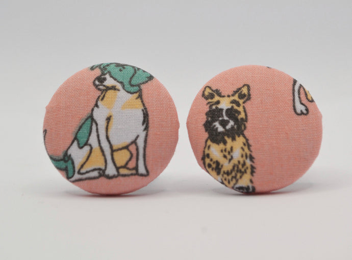 Dog Button Earrings