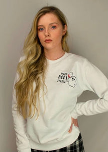 More Boos Please Embroidered Halloween Sweatshirt - White