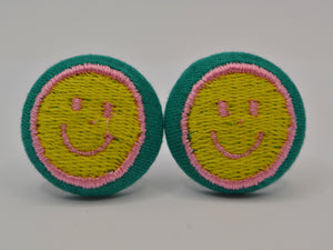 Smiley Face Button Earrings