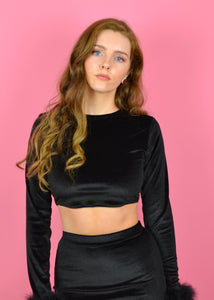 Black Velvet Long Sleeve Top