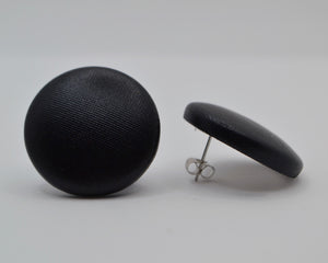 Black Foil Button Earrings