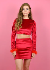 Red Velvet Long Sleeve Top