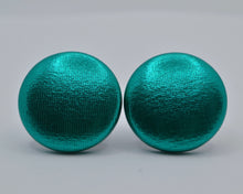 Load image into Gallery viewer, Green Foil Button Earrings