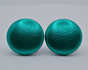 Green Foil Button Earrings