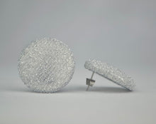 Load image into Gallery viewer, Sparkly Silver Button Earrings - Large And Small