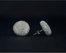 Load image into Gallery viewer, Sparkly Silver Button Earrings - Large And Small