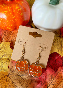 Pumpkin Hook Earrings - Halloween