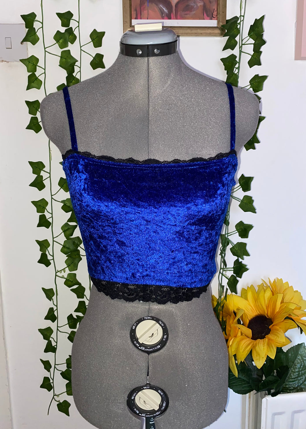 Pre-made Size 8 Blue Pine Lace Strappy Top