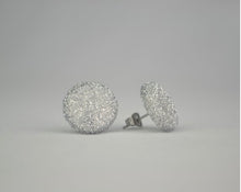 Load image into Gallery viewer, Sparkly Silver Button Earrings - Large And Small