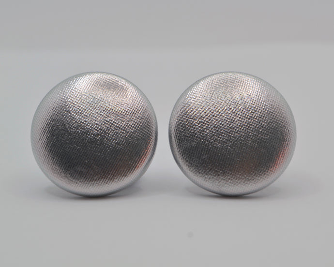 Silver Foil Button Earrings