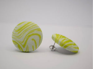 Green Marble Button Earrings