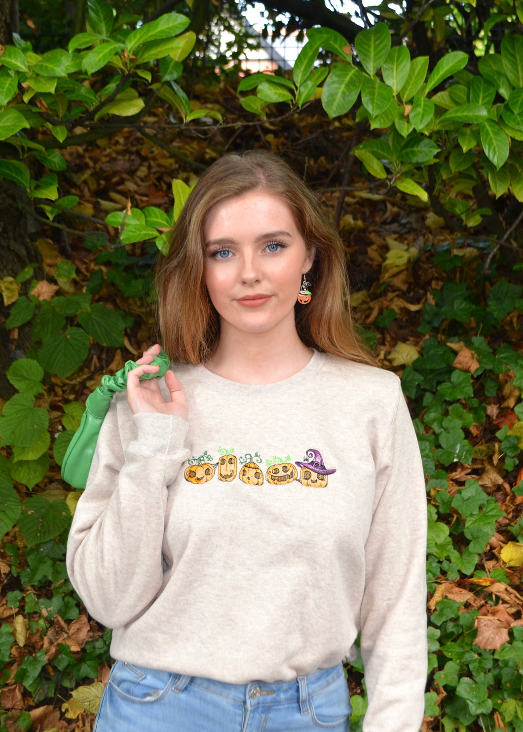 Pumpkin Party Embroidered Halloween Sweatshirt