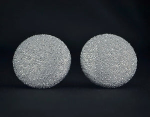 Sparkly Silver Button Earrings - Large And Small