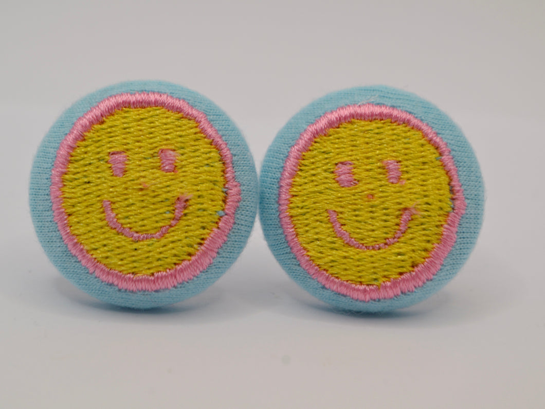 Smiley Face Button Earrings