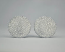 Load image into Gallery viewer, Sparkly Silver Button Earrings - Large And Small