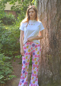 Psychedelic Melted Smiley Flared Trousers