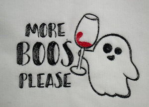 More Boos Please Embroidered Halloween Sweatshirt - White