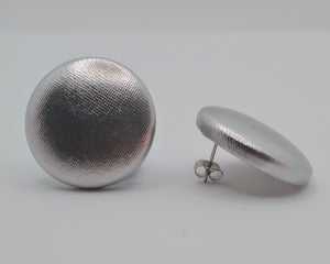 Silver Foil Button Earrings