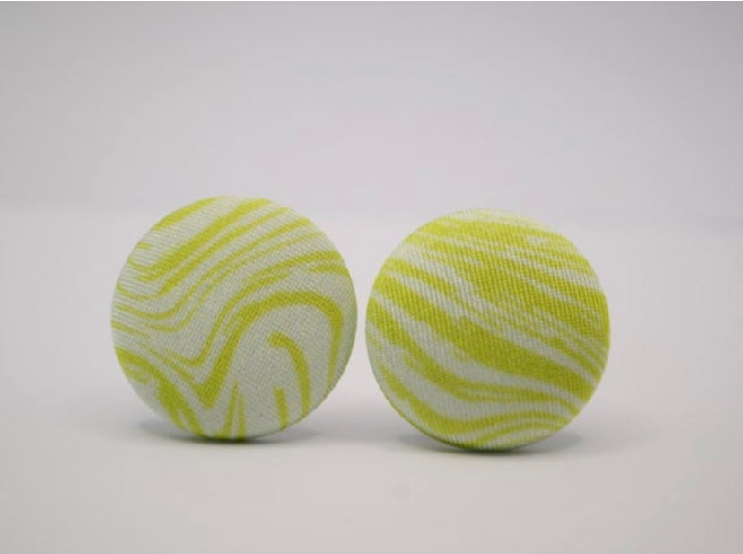 Green Marble Button Earrings