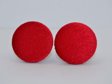 Load image into Gallery viewer, Red Velvet Button Earrings