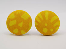 Load image into Gallery viewer, Sunflower Button Earrings - Batik Design