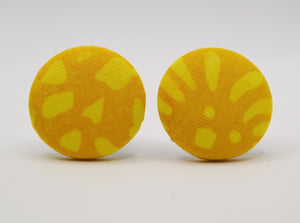 Sunflower Button Earrings - Batik Design