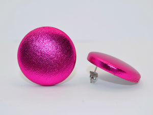 Cerise Foil Button Earrings