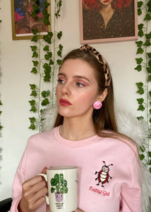 Pink Irish Grá Button Earrings