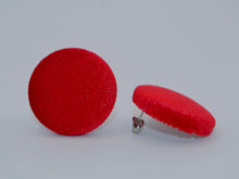 Load image into Gallery viewer, Red Velvet Button Earrings