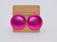 Load image into Gallery viewer, Cerise Foil Button Earrings