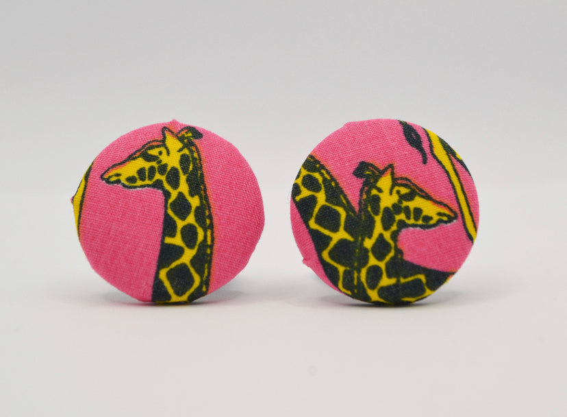 Giraffe Button Earrings