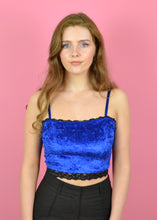 Load image into Gallery viewer, Blue Velvet Lace Strappy Top