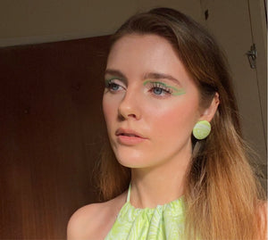 Green Marble Button Earrings